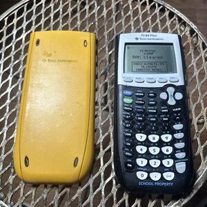 TI-84 Plus Graphing Calculator Yellow School Property **MISSING BATTERY COVER**